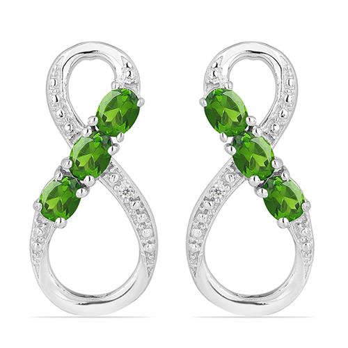 BUY 925 STERLING SILVER NATURAL CHROME DIOPSITE GEMSTONE EARRINGS